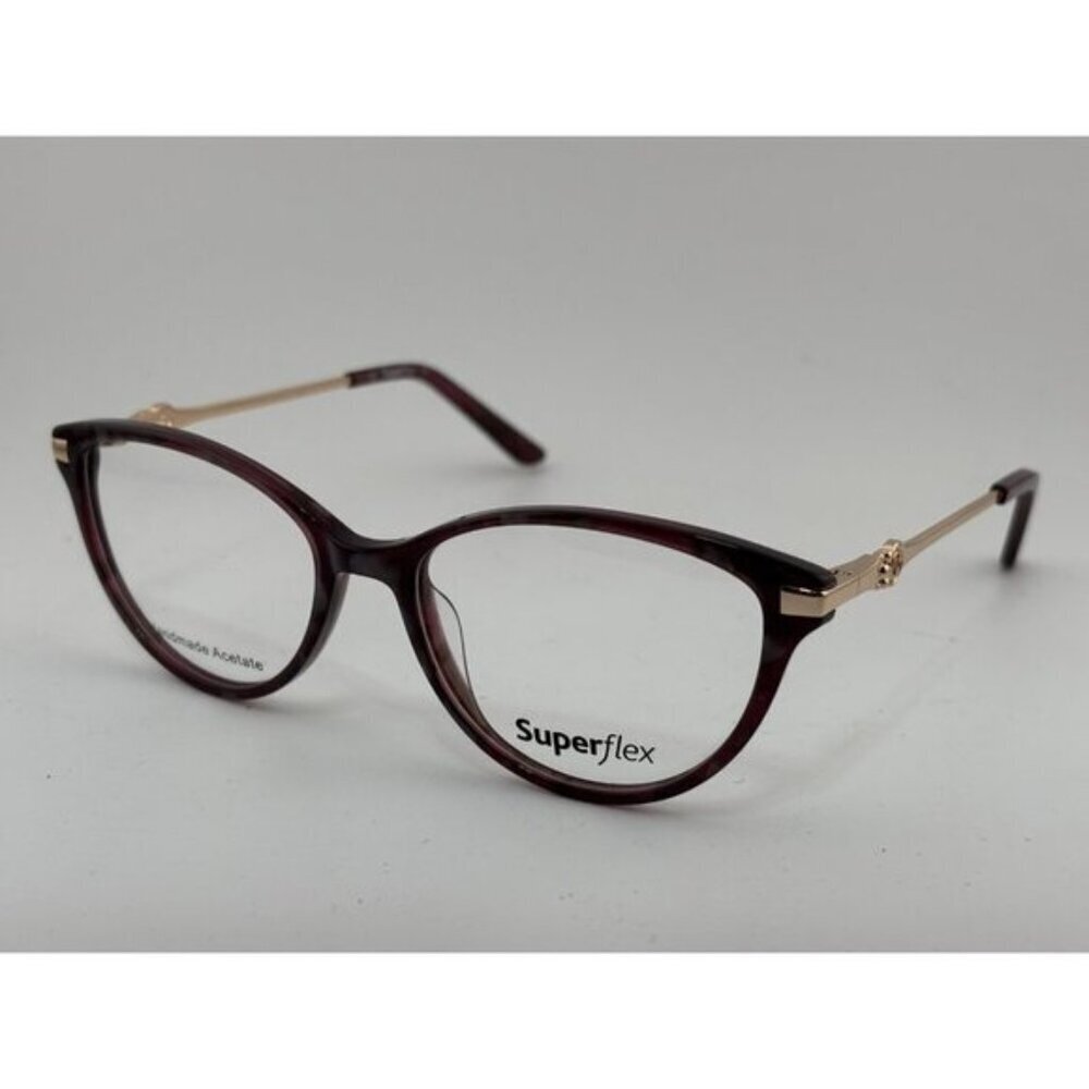 SuperFlex - SF-625 S406 52-16-135 Red & Gold Acetate Glasses Frames